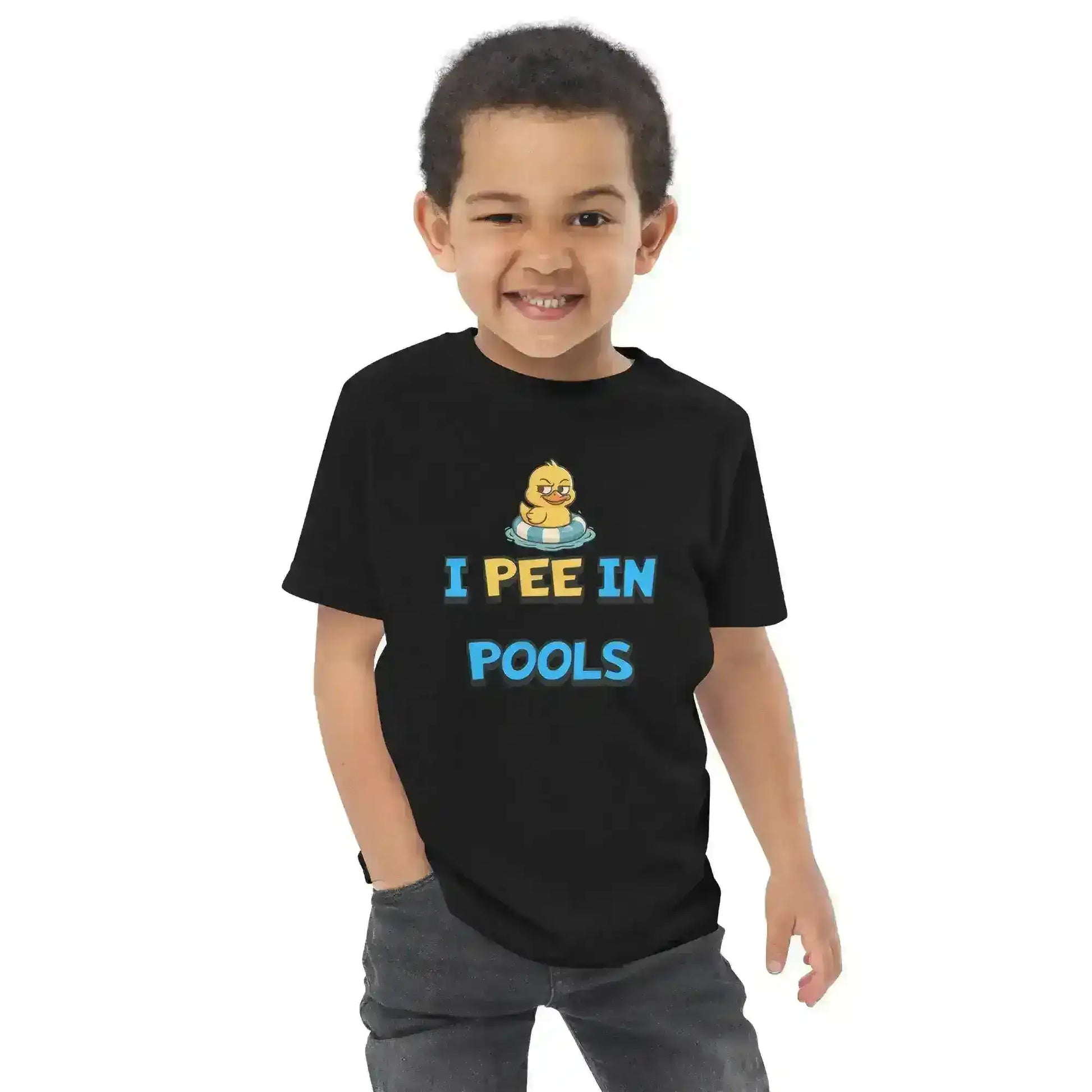 I Pee In Pools Funny Rubber Duck Toddler T-Shirt - Cady Creations