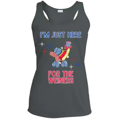 I'm Just Here For The Weiners - Racerback Tank - Cady Creations