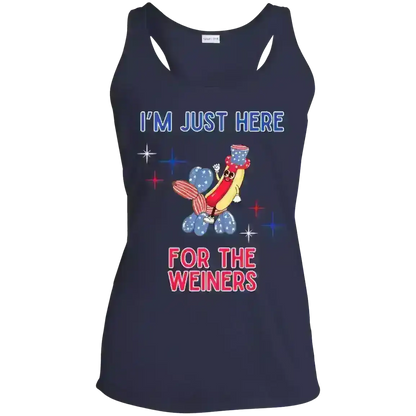 I'm Just Here For The Weiners - Racerback Tank - Cady Creations