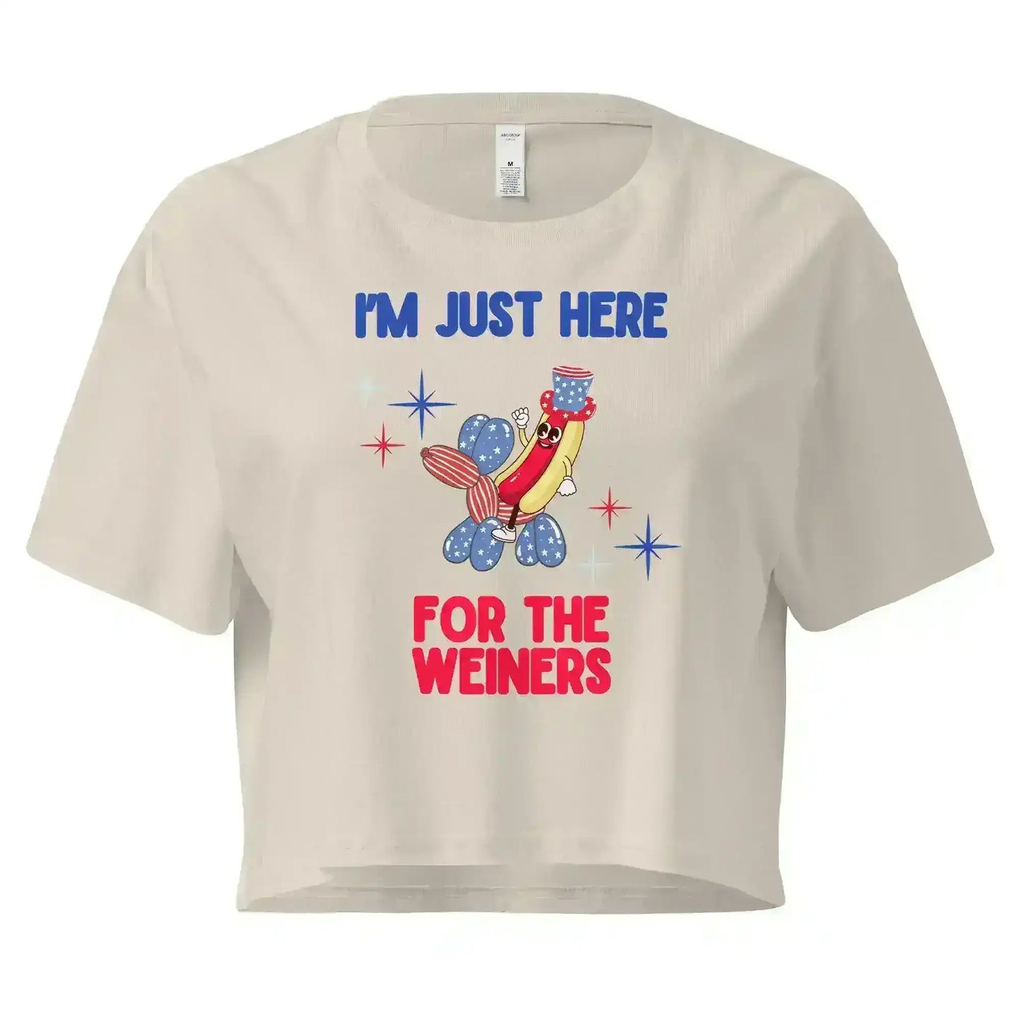 I'm Just Here For The Weiners Patriotic Hot Dog Cropped Graphic Tee - Cady Creations