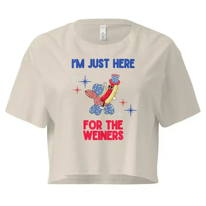 I'm Just Here For The Weiners Patriotic Hot Dog Cropped Graphic Tee - Cady Creations