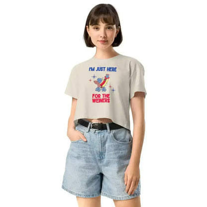 I'm Just Here For The Weiners Patriotic Hot Dog Cropped Graphic Tee - Cady Creations