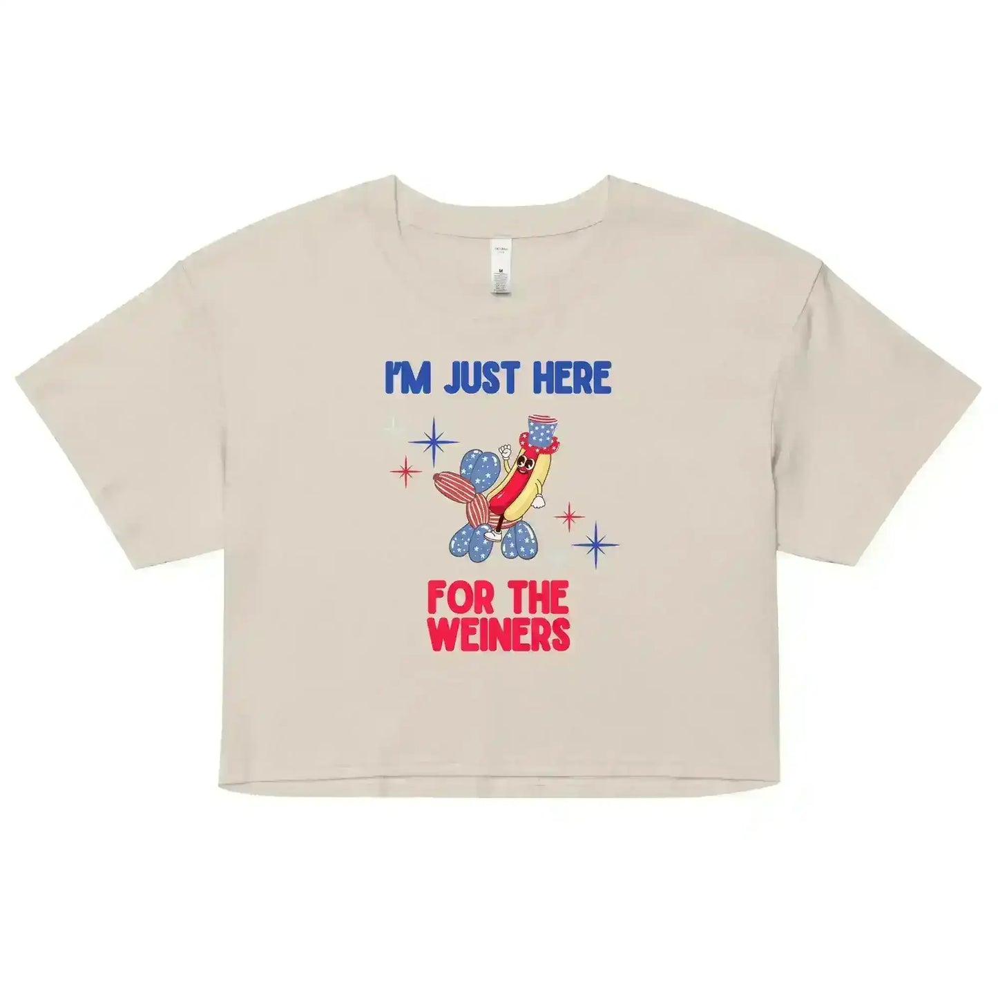I'm Just Here For The Weiners Patriotic Hot Dog Cropped Graphic Tee - Cady Creations