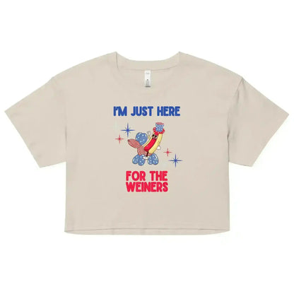 I'm Just Here For The Weiners Patriotic Hot Dog Cropped Graphic Tee - Cady Creations