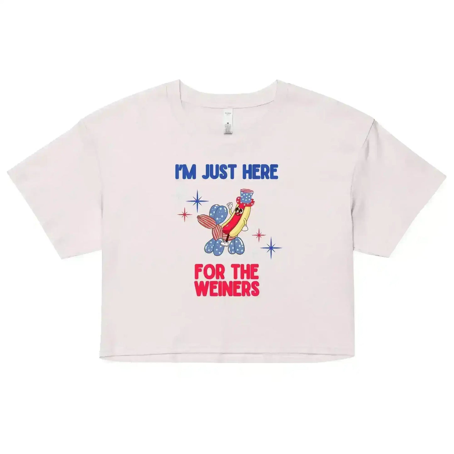 I'm Just Here For The Weiners Patriotic Hot Dog Cropped Graphic Tee - Cady Creations