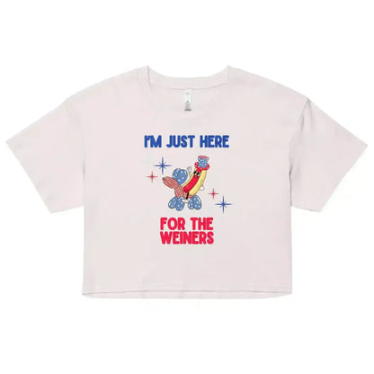 I'm Just Here For The Weiners Patriotic Hot Dog Cropped Graphic Tee - Cady Creations