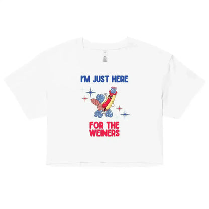 I'm Just Here For The Weiners Patriotic Hot Dog Cropped Graphic Tee - Cady Creations