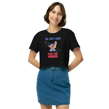 I'm Just Here For The Weiners Patriotic Hot Dog Cropped Graphic Tee - Cady Creations