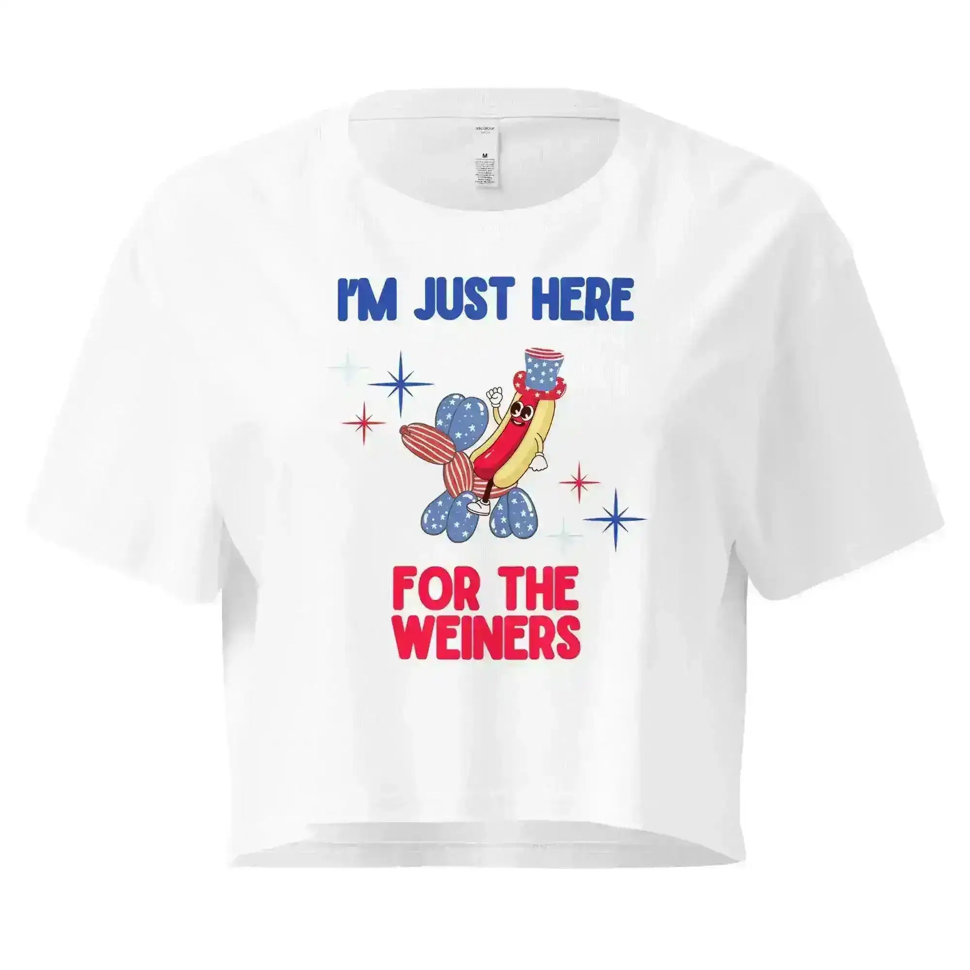 I'm Just Here For The Weiners Patriotic Hot Dog Cropped Graphic Tee - Cady Creations