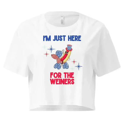 I'm Just Here For The Weiners Patriotic Hot Dog Cropped Graphic Tee - Cady Creations