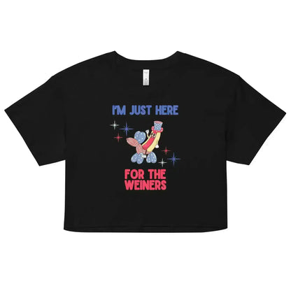 I'm Just Here For The Weiners Patriotic Hot Dog Cropped Graphic Tee - Cady Creations