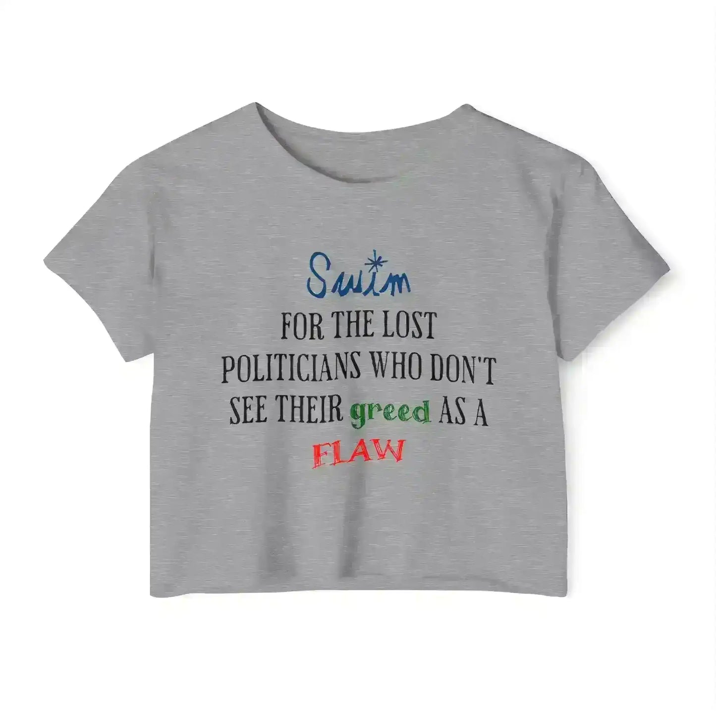 "Swim For The Lost Politicians Who Don't See Their Greed As A Flaw" - Jack's Mannequin Swim Lyric Inspired Crop Top - Cady Creations