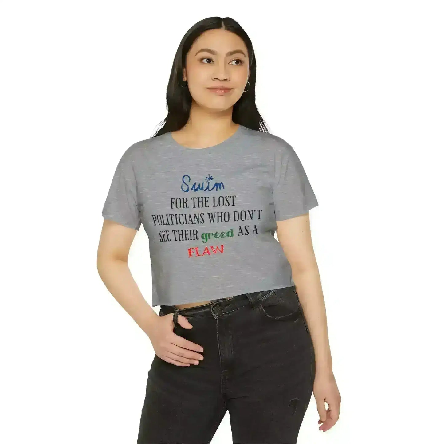 "Swim For The Lost Politicians Who Don't See Their Greed As A Flaw" - Jack's Mannequin Swim Lyric Inspired Crop Top - Cady Creations