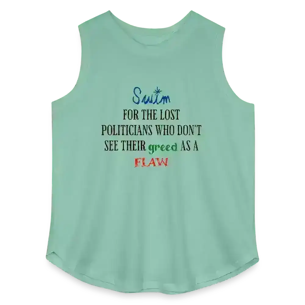 "Swim For The Lost Politicians Who Don't See Their Greed As A Flaw" - Jack's Mannequin Swim Lyric Inspired Curvy Relaxed Tank Top - Cady Creations