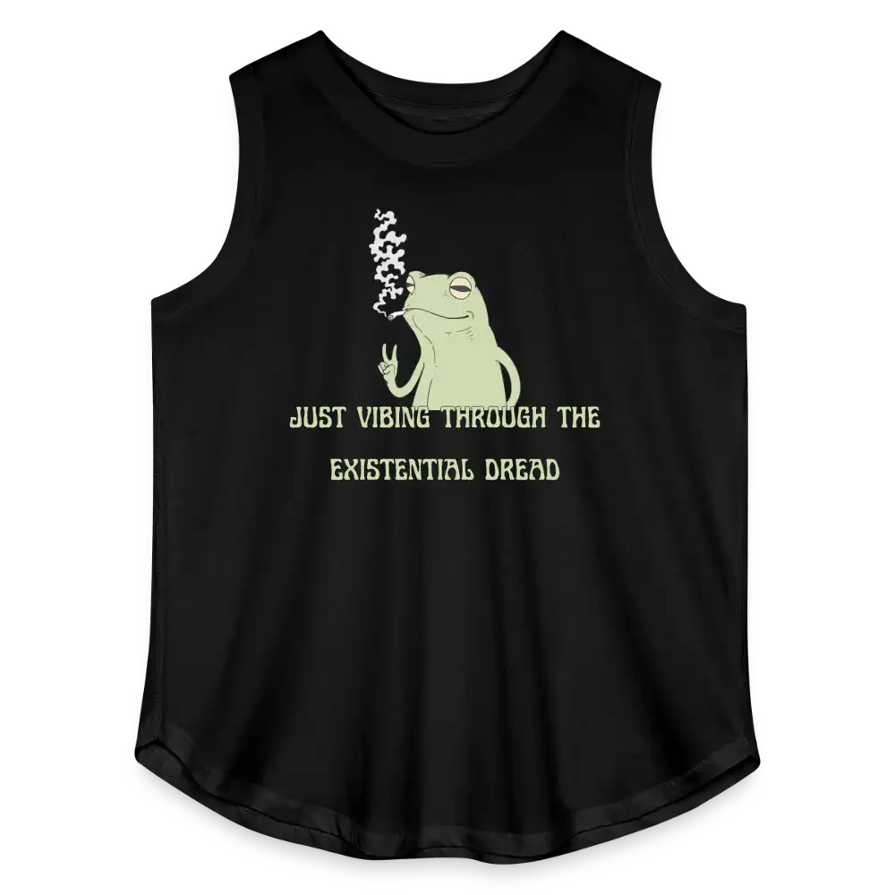 Just Vibing Through The Existential Dread - Women’s Curvy Tank - black