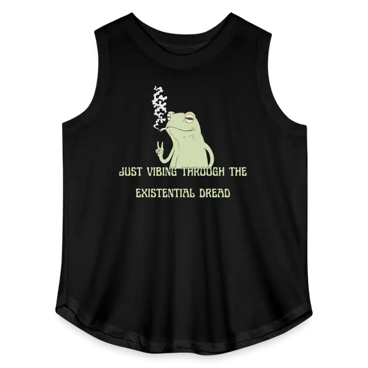 Just Vibing Through The Existential Dread - Women’s Curvy Tank - black