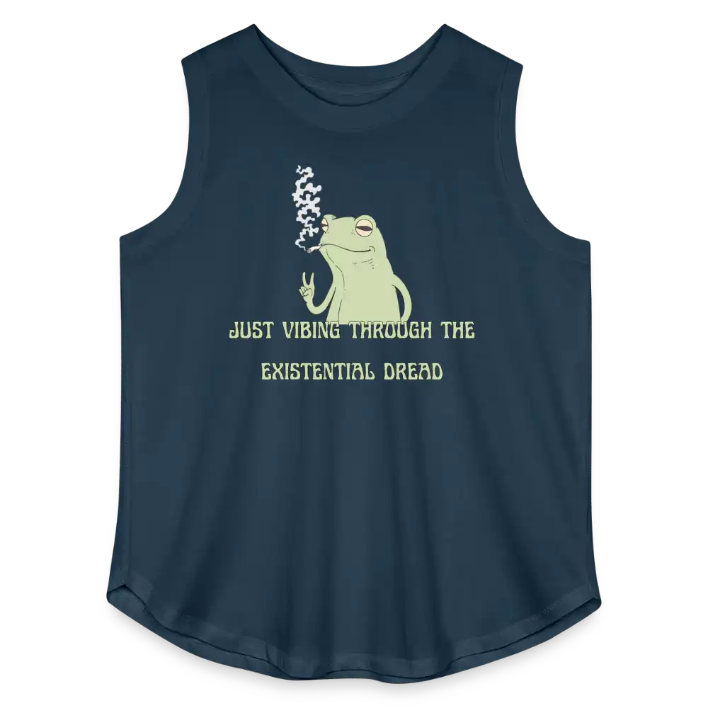 Just Vibing Through The Existential Dread - Women’s Curvy Tank - denim