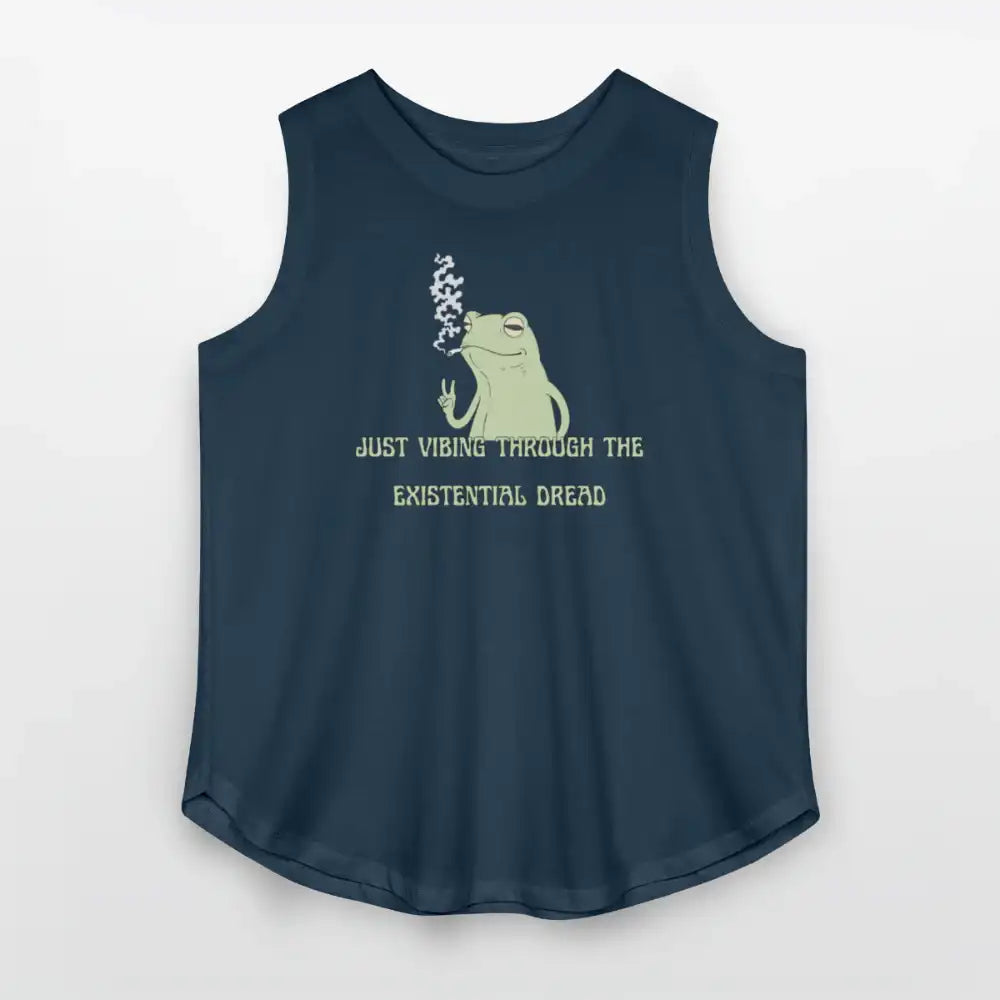 Just Vibing Through The Existential Dread - Women’s Curvy Tank - denim