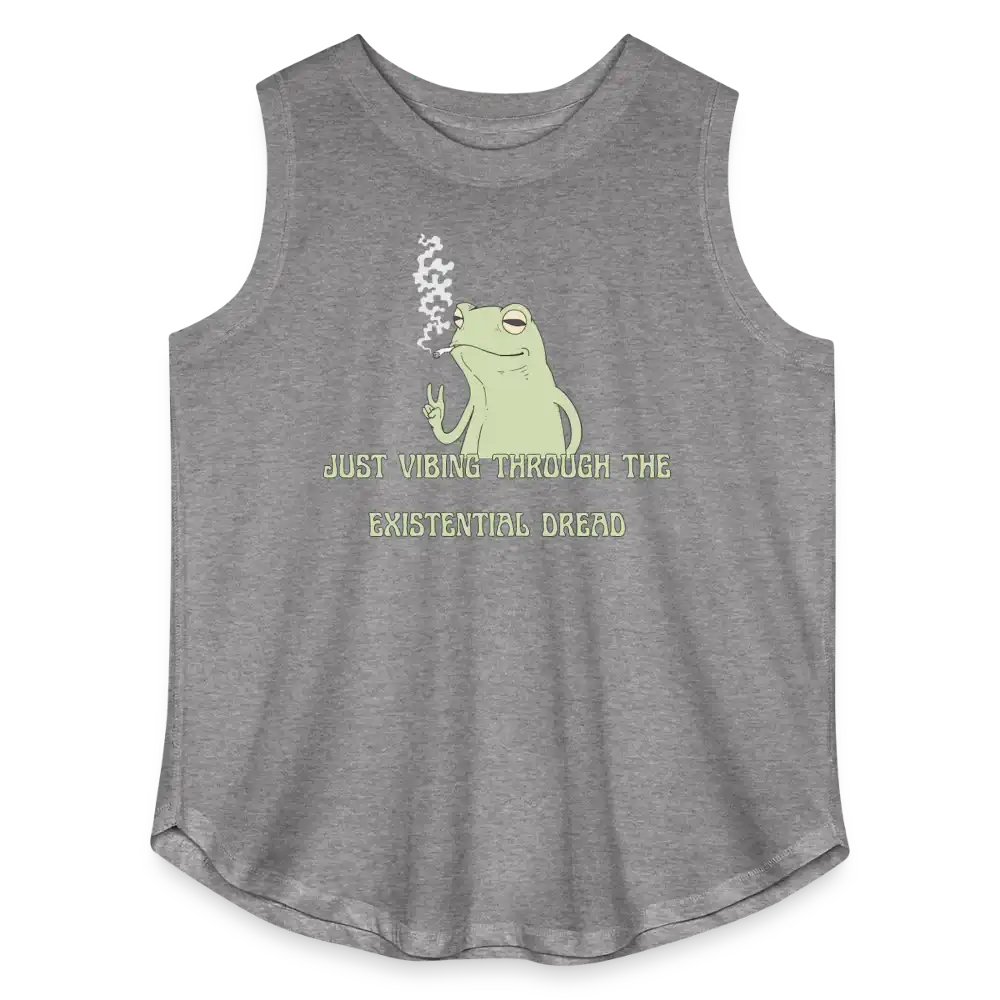 Just Vibing Through The Existential Dread - Women’s Curvy Tank - granite heather 