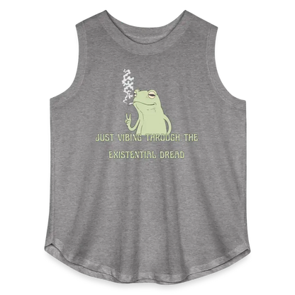Just Vibing Through The Existential Dread - Women’s Curvy Tank - granite heather 
