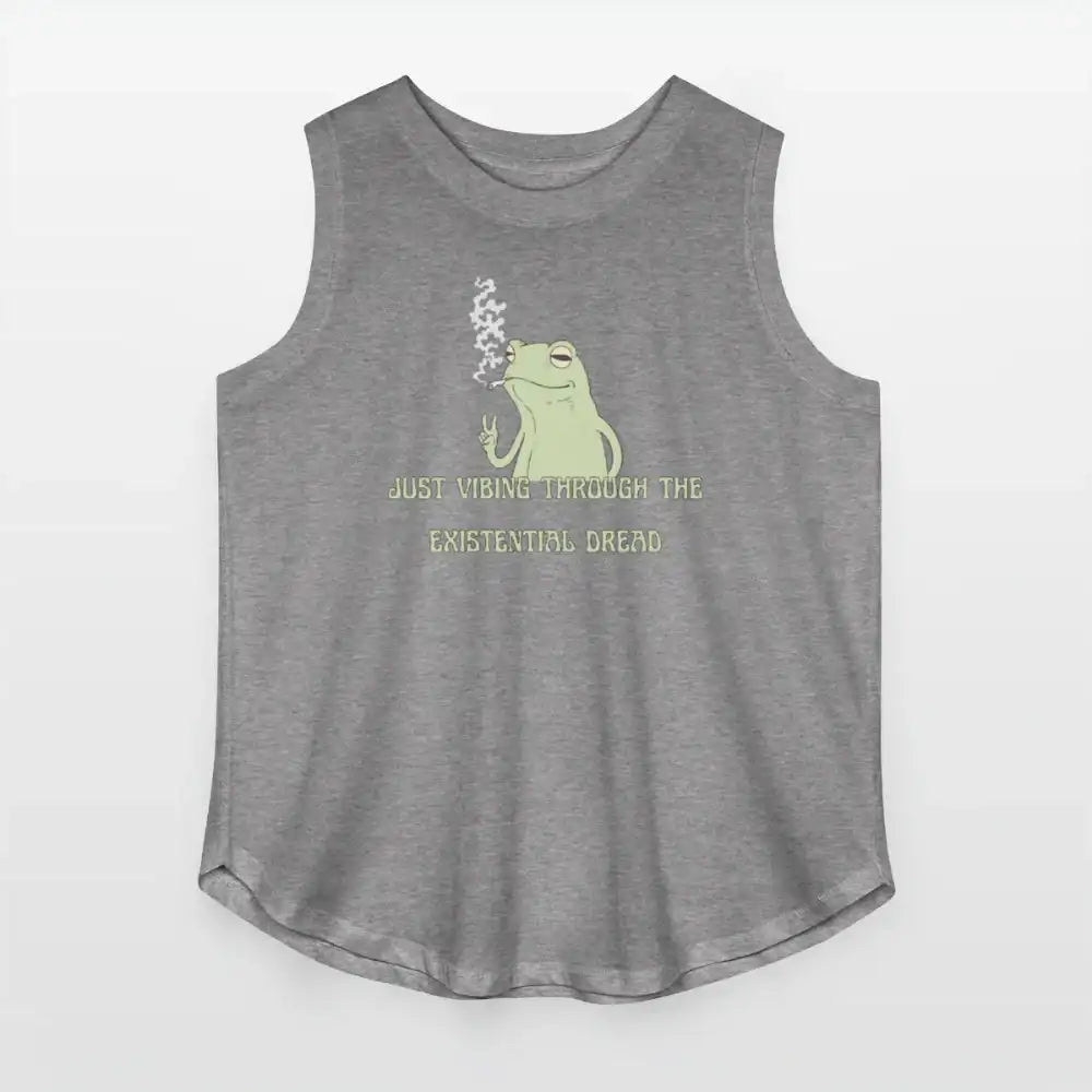 Just Vibing Through The Existential Dread - Women’s Curvy Tank - granite heather 