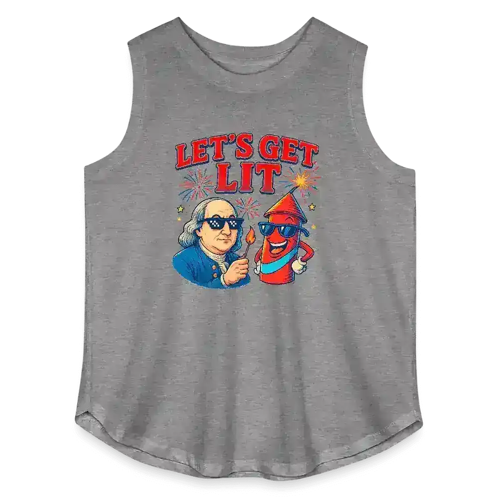 Let's Get Lit Benjamin Franklin July 4th Party Curvy Relaxed Tank Top - Cady Creations