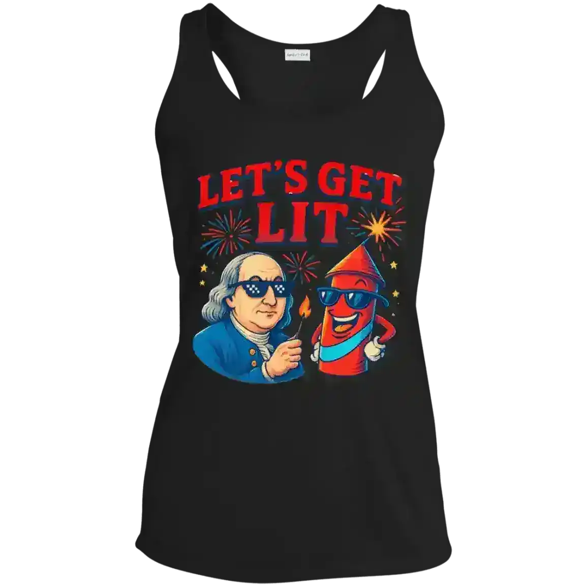 Let's Get Lit July 4th Patriotic Humor Racerback Tank - Cady Creations