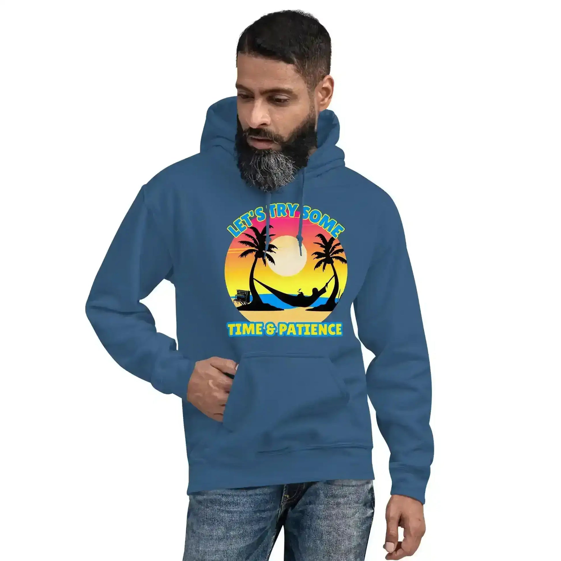 Let's Try Some Time & Patience Blue Vacation Andrew McMahon in the Wilderness Inspired Pullover Hoodie - Cady Creations
