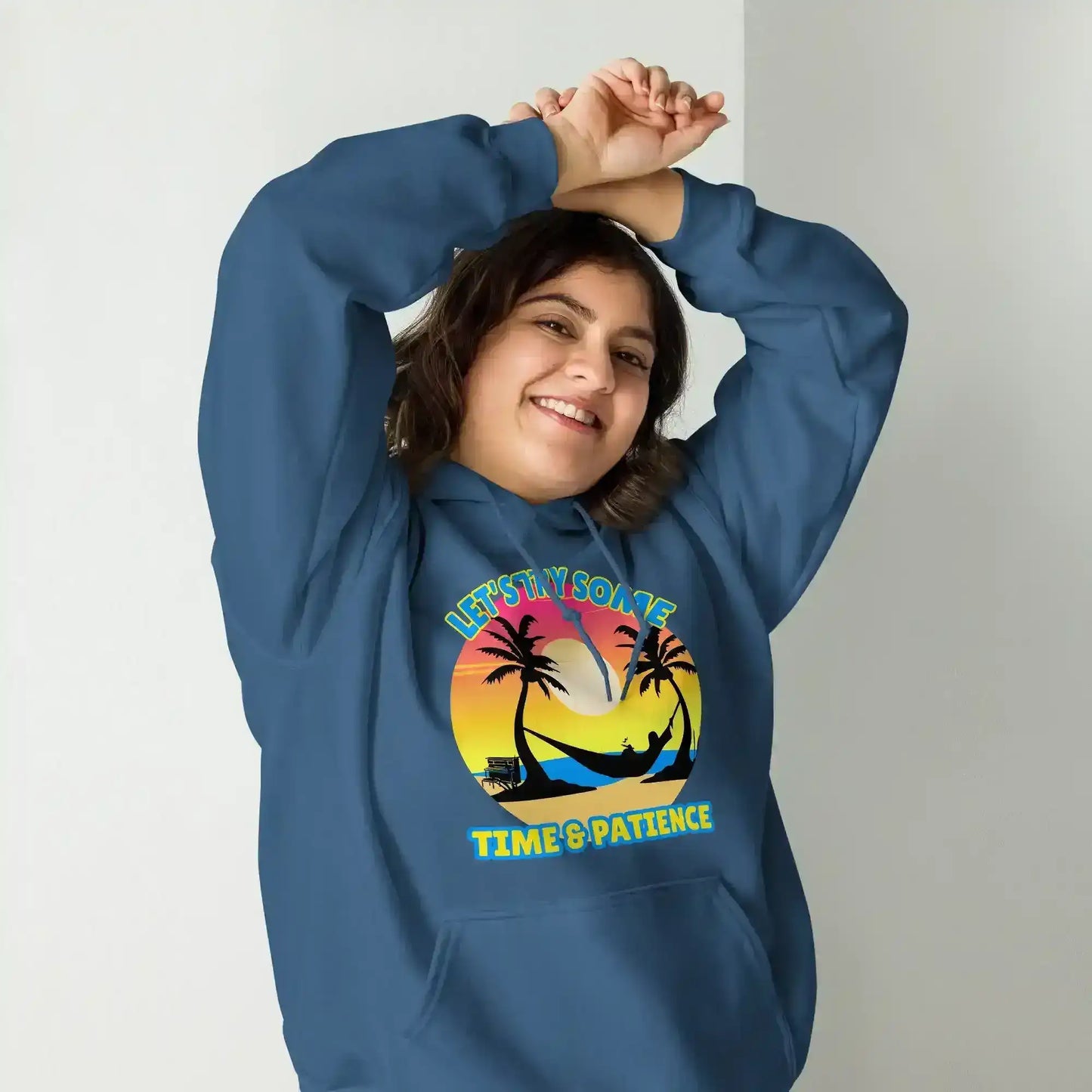 Let's Try Some Time & Patience Blue Vacation Andrew McMahon in the Wilderness Inspired Pullover Hoodie - Cady Creations