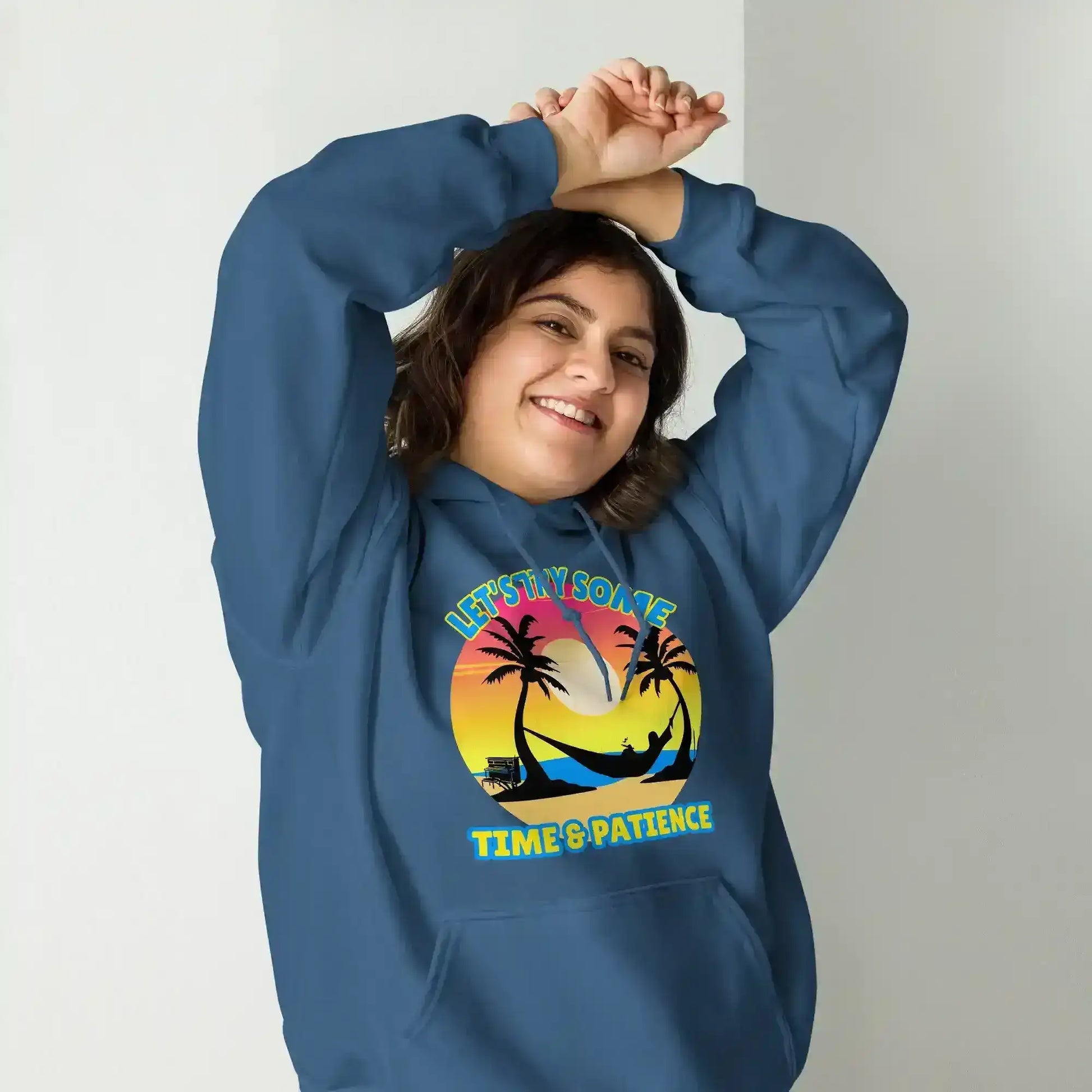 Let's Try Some Time & Patience Blue Vacation Andrew McMahon in the Wilderness Inspired Pullover Hoodie - Cady Creations