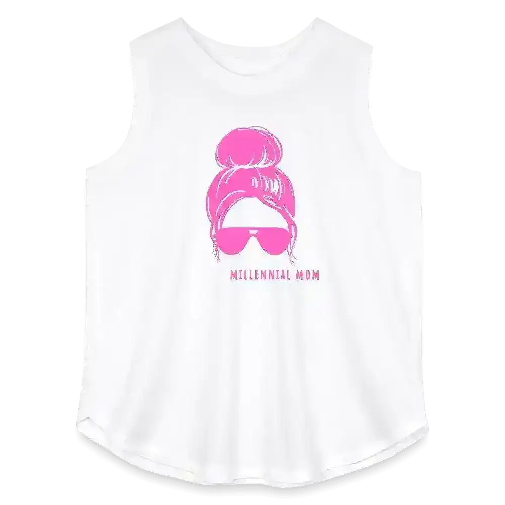Millennial Mom Messy Bun Life Curvy Relaxed Tank - Cady Creations