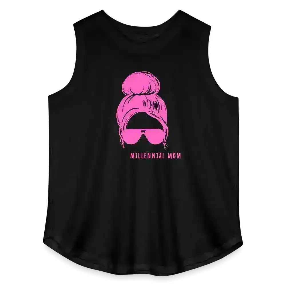 Millennial Mom Messy Bun Life Curvy Relaxed Tank - Cady Creations