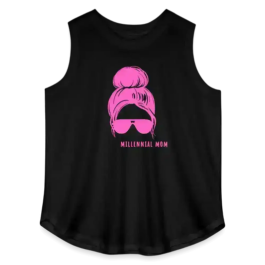 Millennial Mom Messy Bun Life Curvy Relaxed Tank - Cady Creations