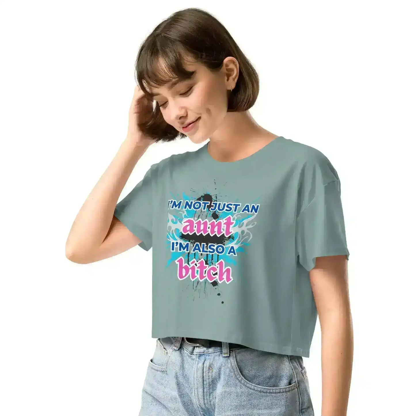 Not Just An Aunt Sassy Cropped Graphic Tee - Cady Creations