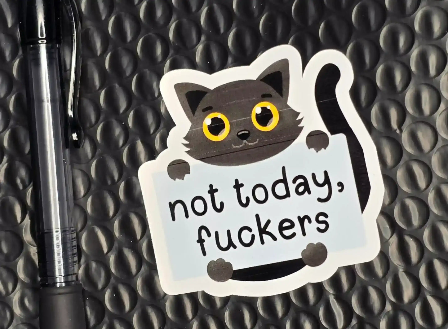 Not Today F*ckers Cat | Funny Sarcastic Cat Vinyl Sticker - Cady Creations