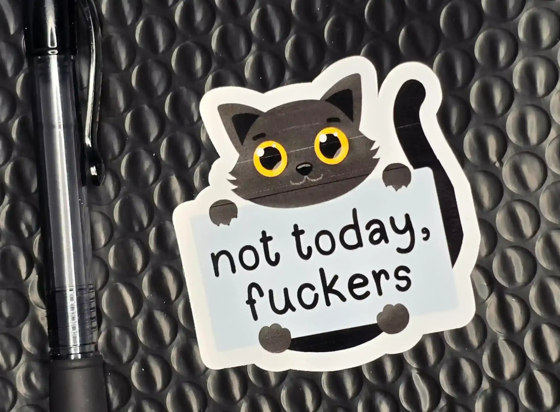 Not Today F*ckers Cat | Funny Sarcastic Cat Vinyl Sticker - Cady Creations