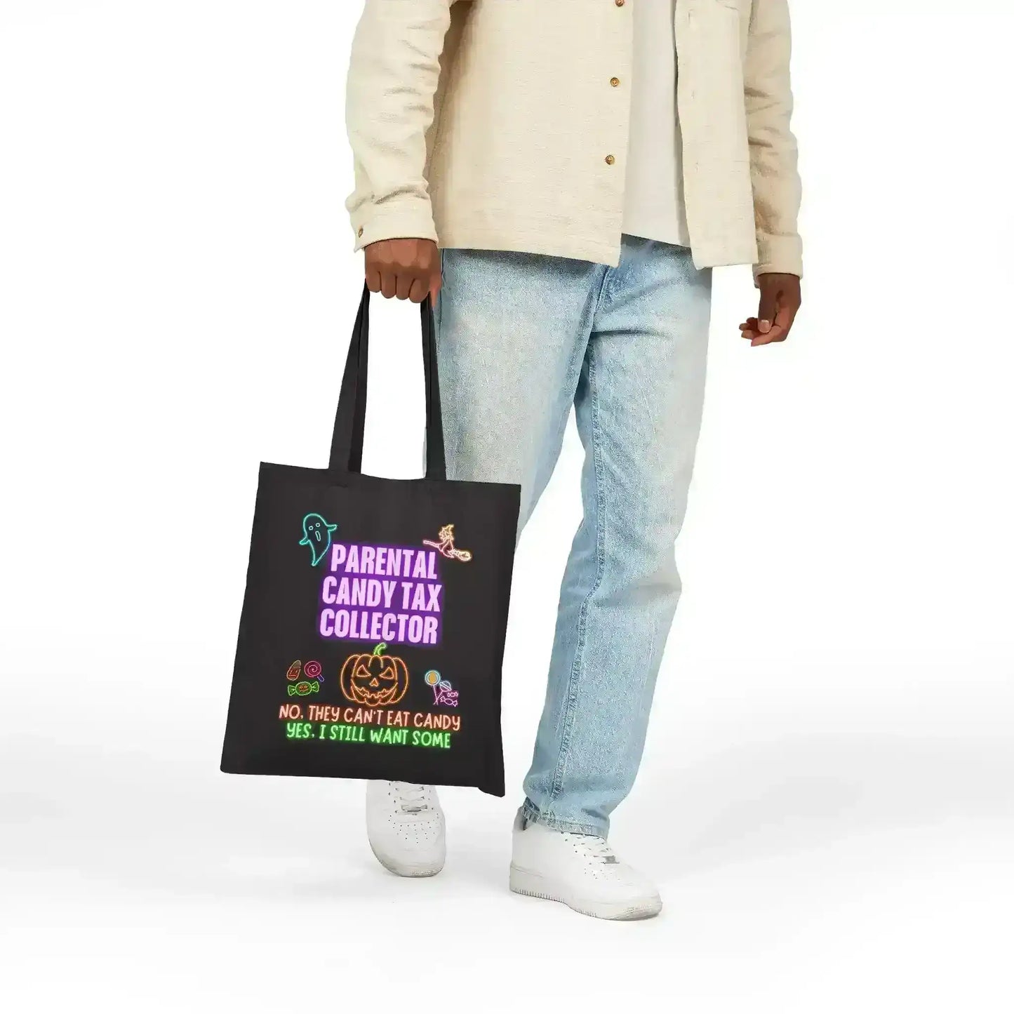 Parental Candy Tax Collector – Funny Trick-or-Treat Tote for Parents Neon Halloween Bag - Cady Creations