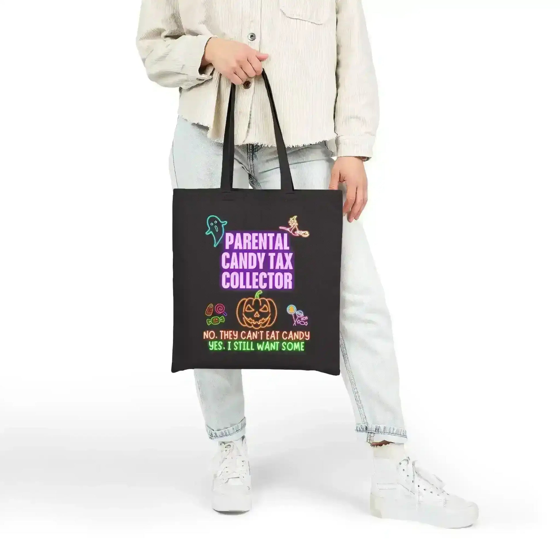 Parental Candy Tax Collector – Funny Trick-or-Treat Tote for Parents Neon Halloween Bag - Cady Creations