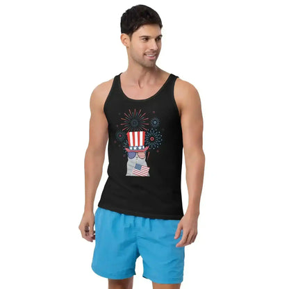 Patriotic Fireworks July 4th America Cat Men's Tank Top - Cady Creations