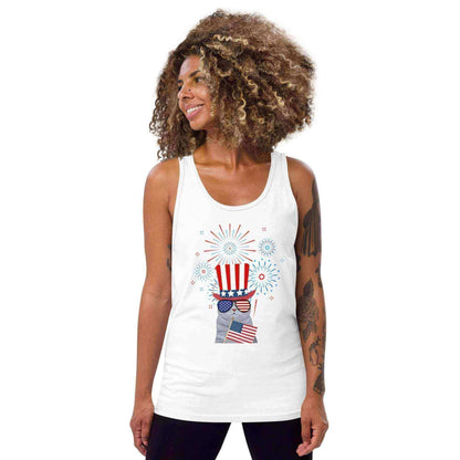Patriotic Fireworks July 4th America Cat Men's Tank Top - Cady Creations