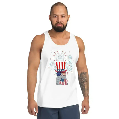 Patriotic Fireworks July 4th America Cat Men's Tank Top - Cady Creations