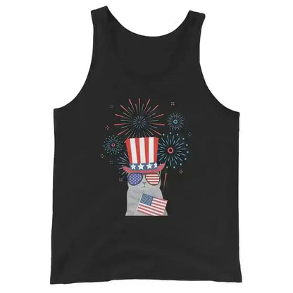 Patriotic Fireworks July 4th America Cat Men's Tank Top - Cady Creations