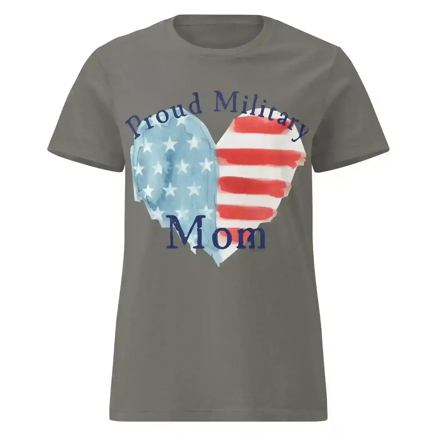 Proud Military Mom Patriotic Heart - Fitted Tee - Cady Creations
