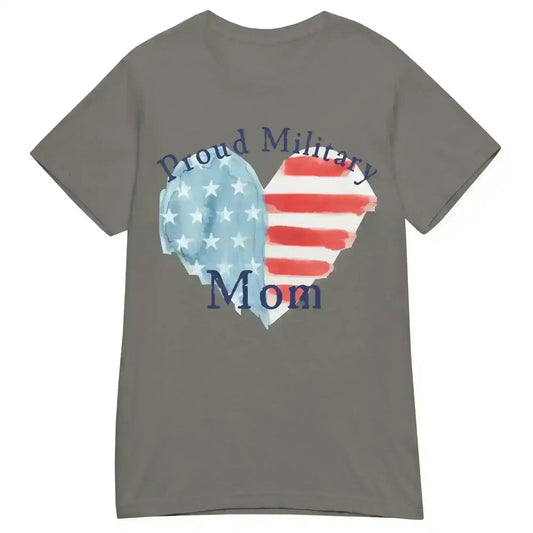 Proud Military Mom Patriotic Heart - Fitted Tee - Cady Creations