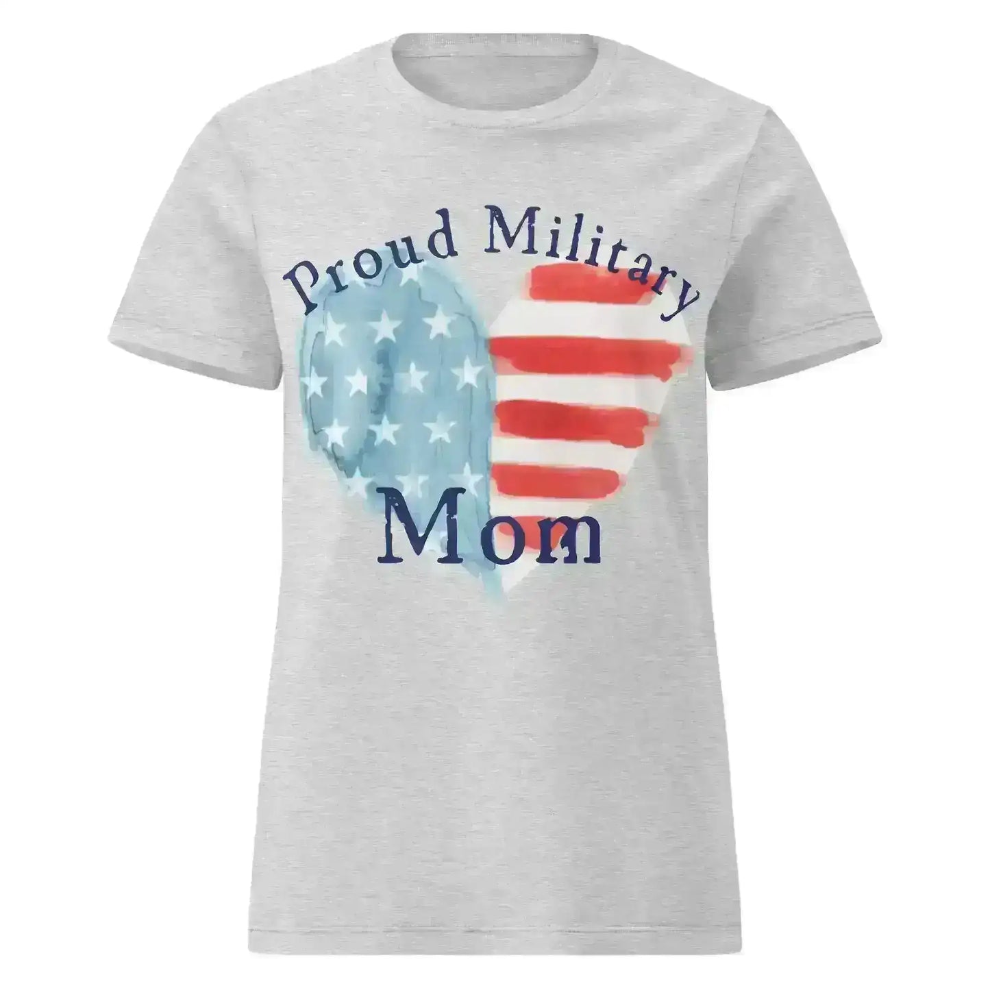 Proud Military Mom Patriotic Heart - Fitted Tee - Cady Creations