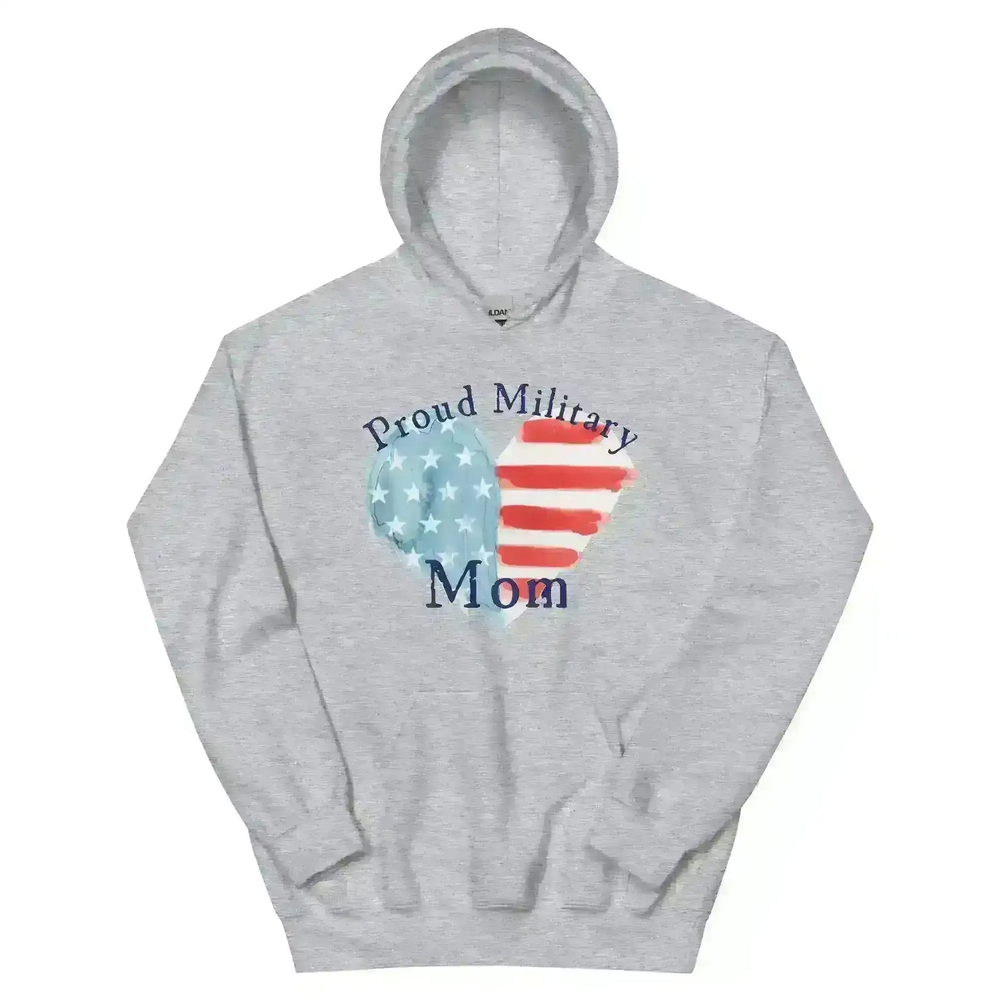 Proud Military Mom Patriotic Heart - Pullover Hoodie - Cady Creations
