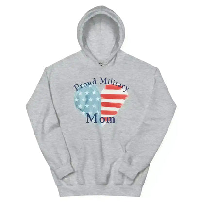 Proud Military Mom Patriotic Heart - Pullover Hoodie - Cady Creations