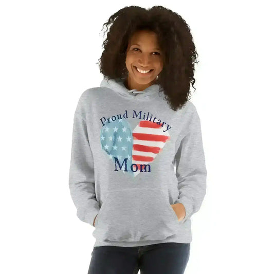 Proud Military Mom Patriotic Heart - Pullover Hoodie - Cady Creations