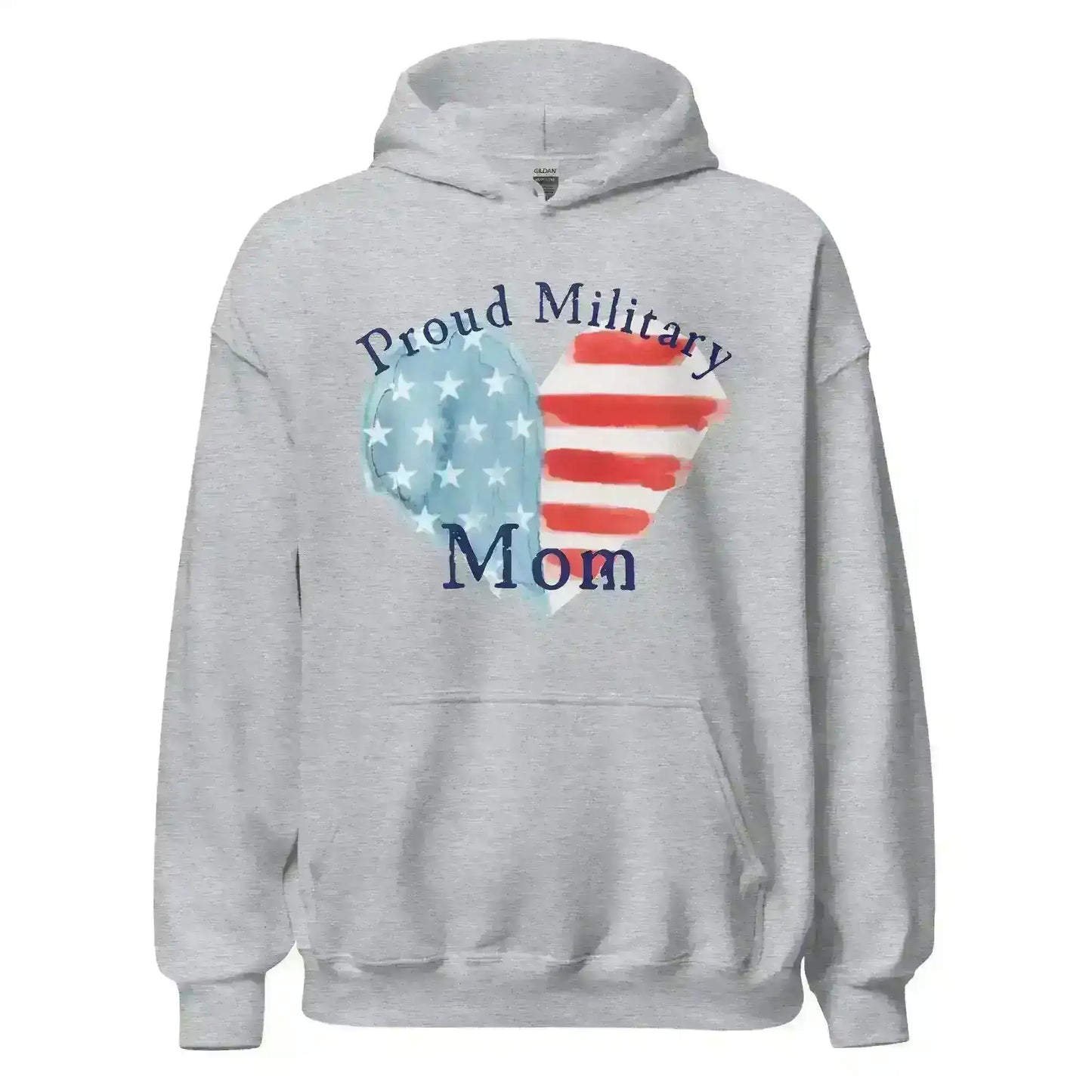 Proud Military Mom Patriotic Heart - Pullover Hoodie - Cady Creations