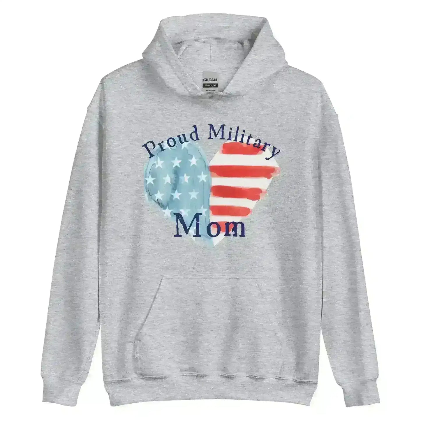 Proud Military Mom Patriotic Heart - Pullover Hoodie - Cady Creations